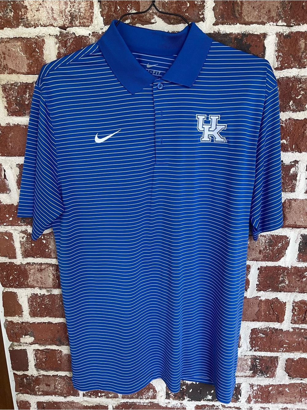 Nike Royal Blue & White Striped Kentucky Polo